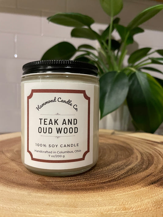 Teak and Oud Wood 8 oz Soy Candle